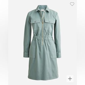 JCrew Long-sleeve zip-front chino dress size 12